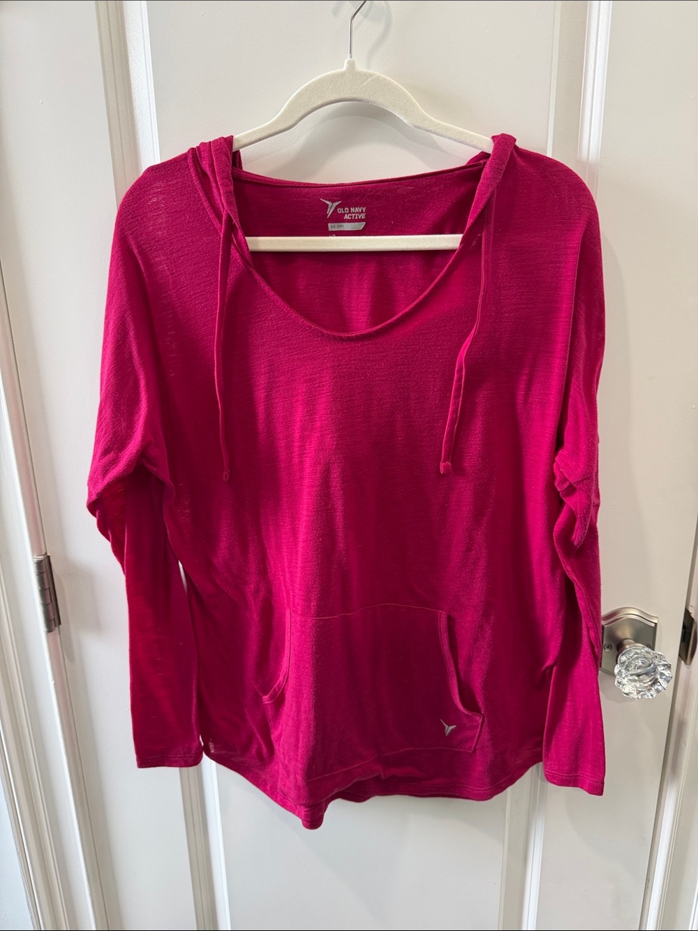 Old Navy Bright Fuchsia Hooded Pullover Sweatshirt